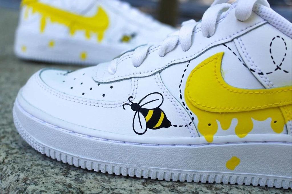 Custom Hand-Painted Honey Bee Air Force 1 Sneakers