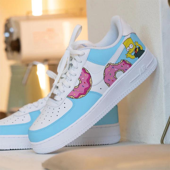 Hand Painted Simpsons Air Force 1 Sneakers: Custom Anime Street Style Trainers