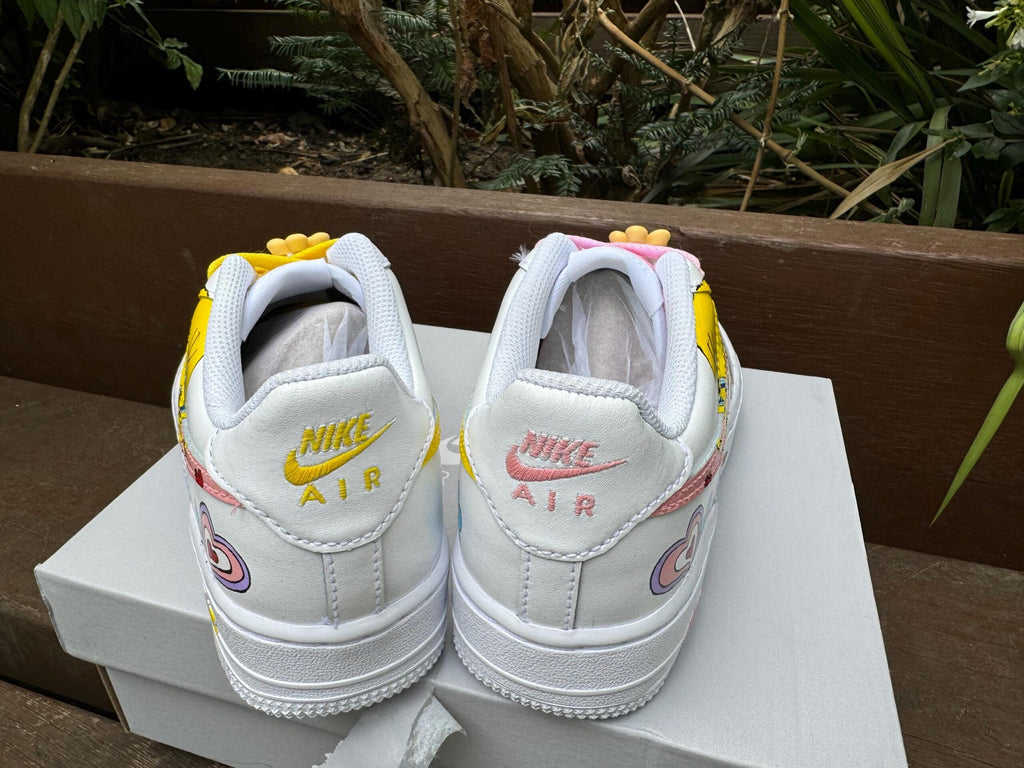 Hand Painted Air Force 1 Sneakers: Tweety Bird Cartoon Shoes AF1 white personalized gift design wedding fashion trainers anime shoes