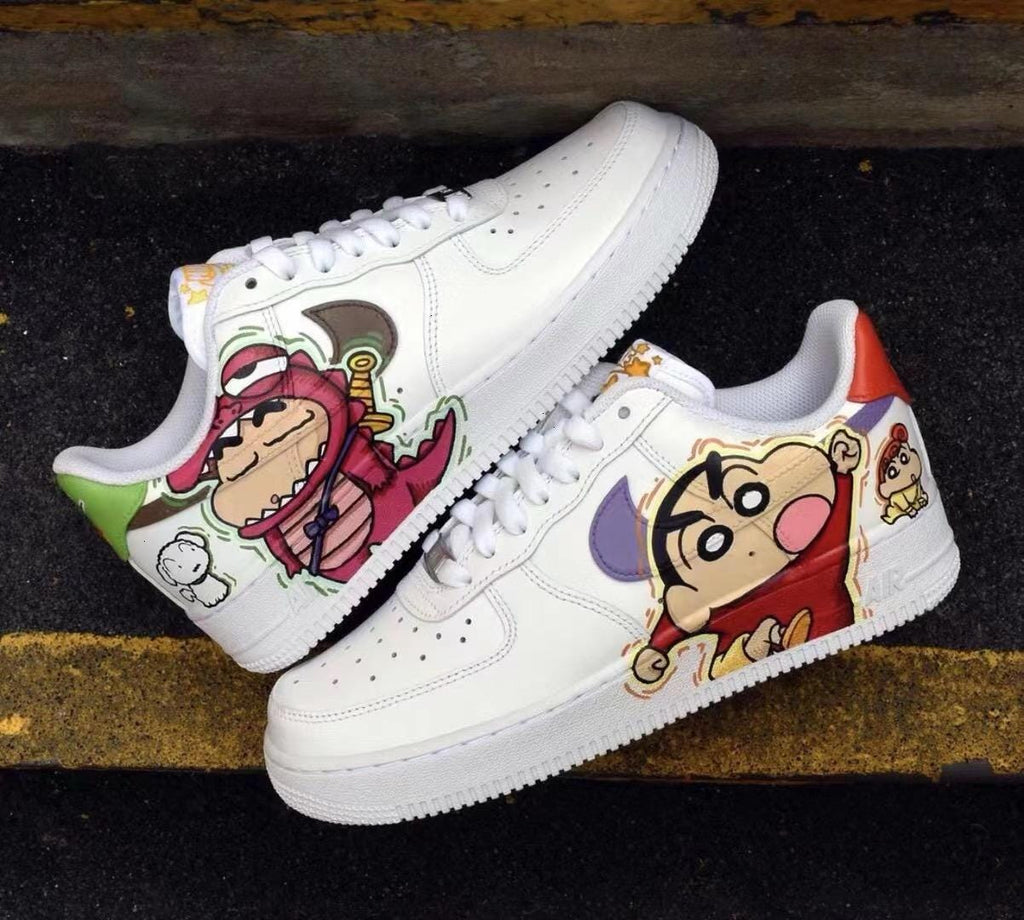 Hand-Painted Air Force 1 Sneakers: Crayon Shin-chan Anime Shoes