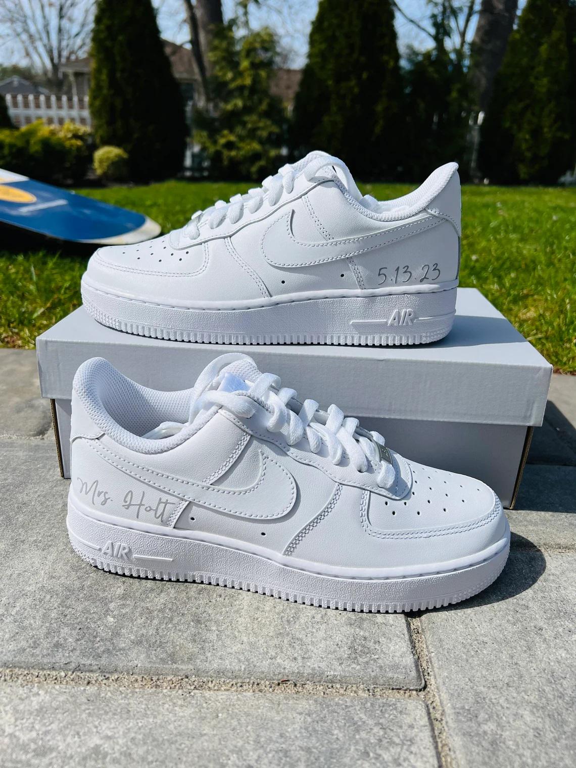 Personalized Pearl Wedding Sneakers – Bridal Air Force 1 Shoes
