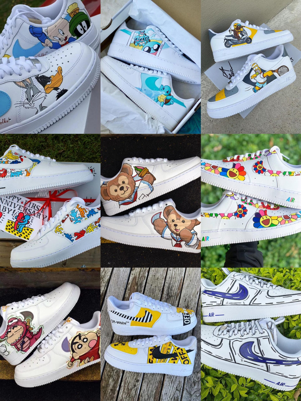 Hand-Painted Air Force 1 Sneakers: Custom Cartoon X mas AF1 cookie white personalized gift design wedding fashion trainers