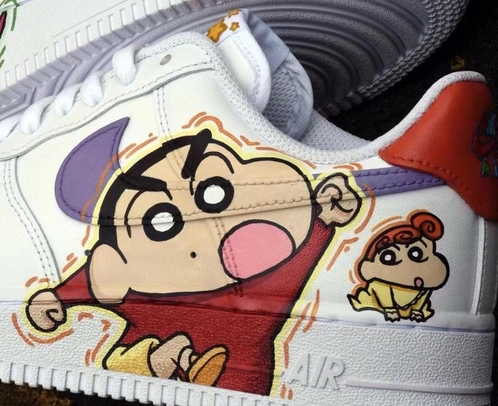 Hand-Painted Air Force 1 Sneakers: Crayon Shin-chan Anime Shoes