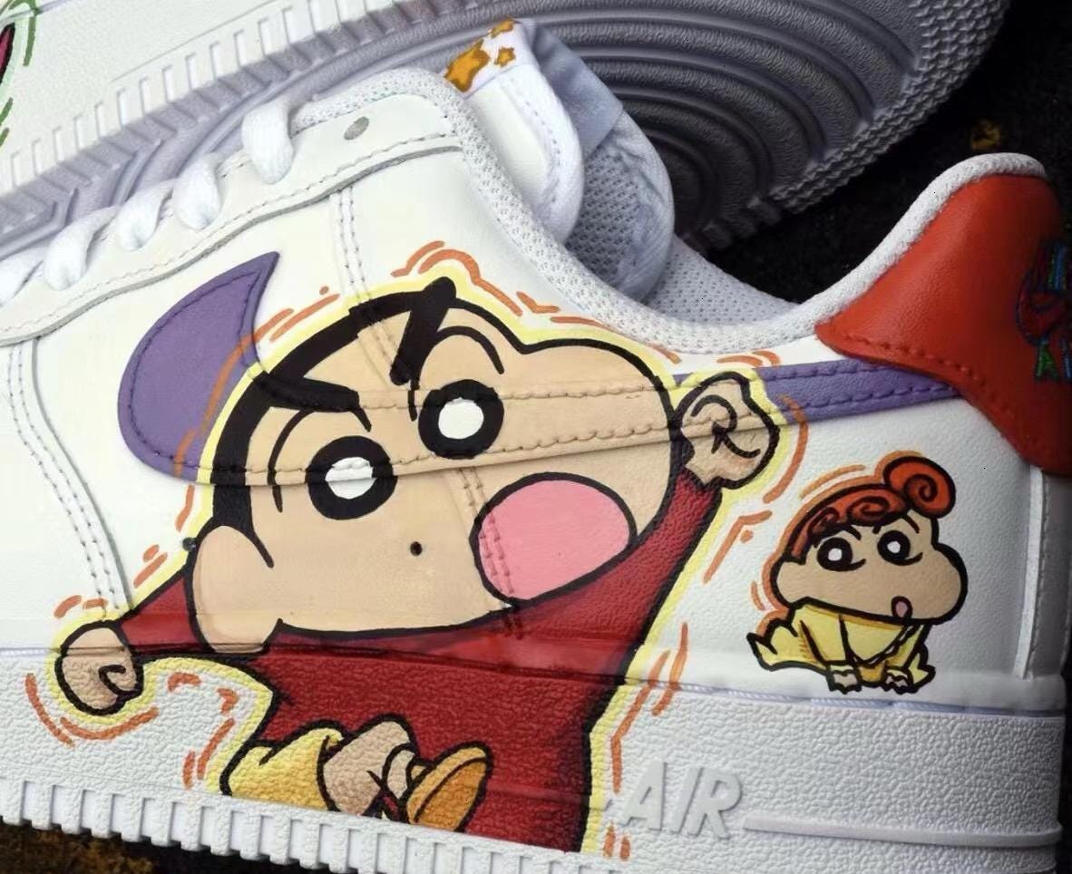 Hand-Painted Air Force 1 Sneakers: Crayon Shin-chan Anime Shoes