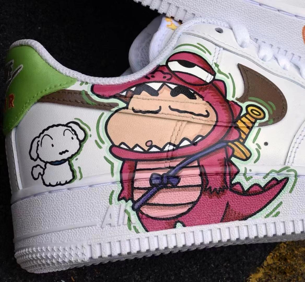 Hand-Painted Air Force 1 Sneakers: Crayon Shin-chan Anime Shoes