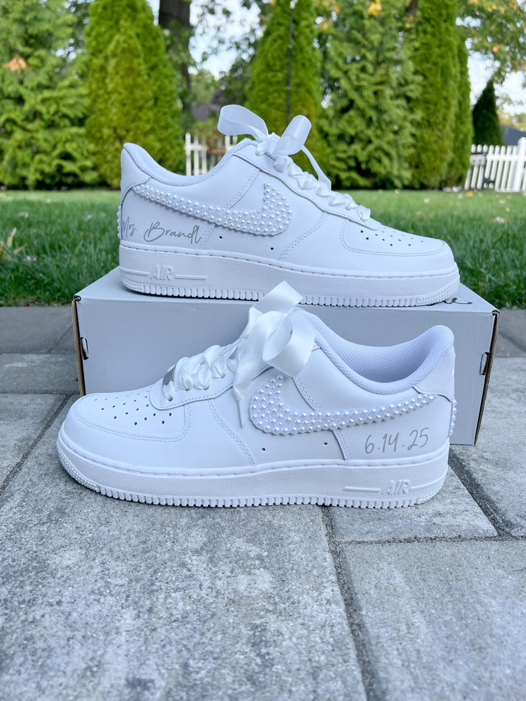 Personalized Pearl Bridal Sneakers – Air Force 1 Wedding Shoes