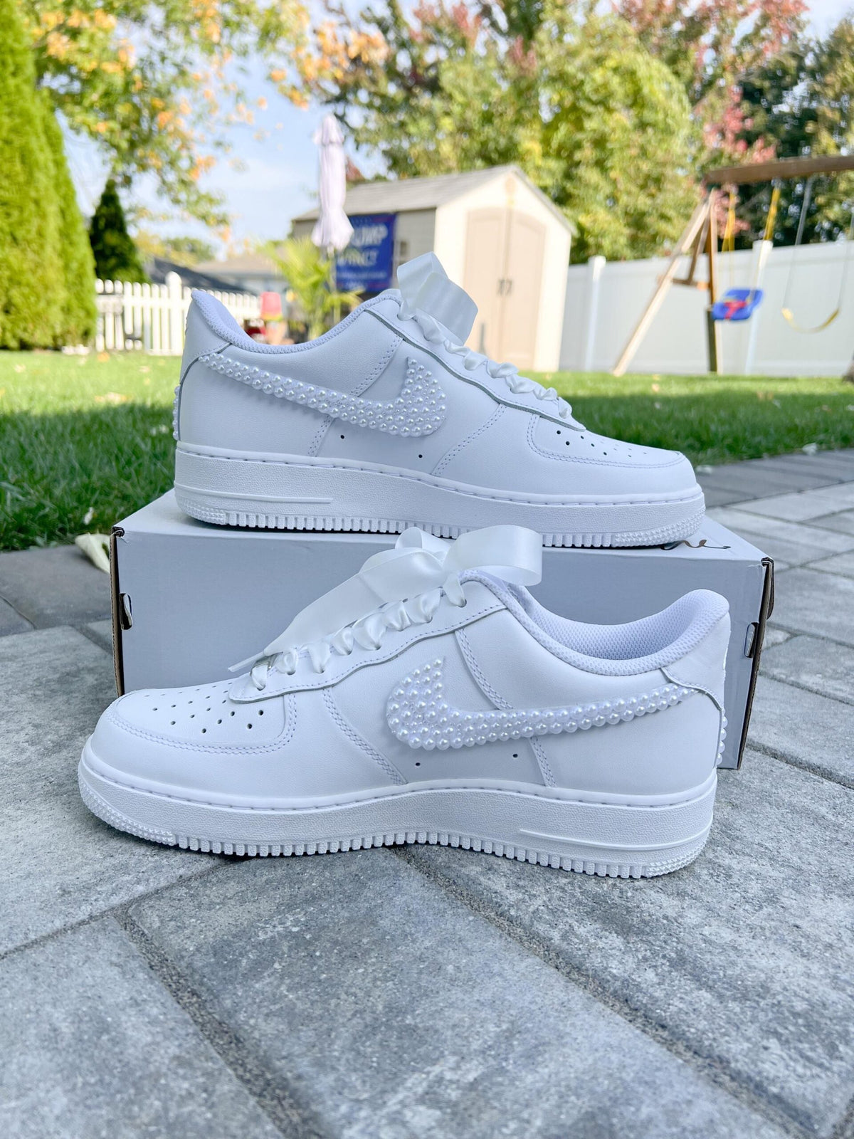 Personalized Pearl Bridal Sneakers – Air Force 1 Wedding Shoes