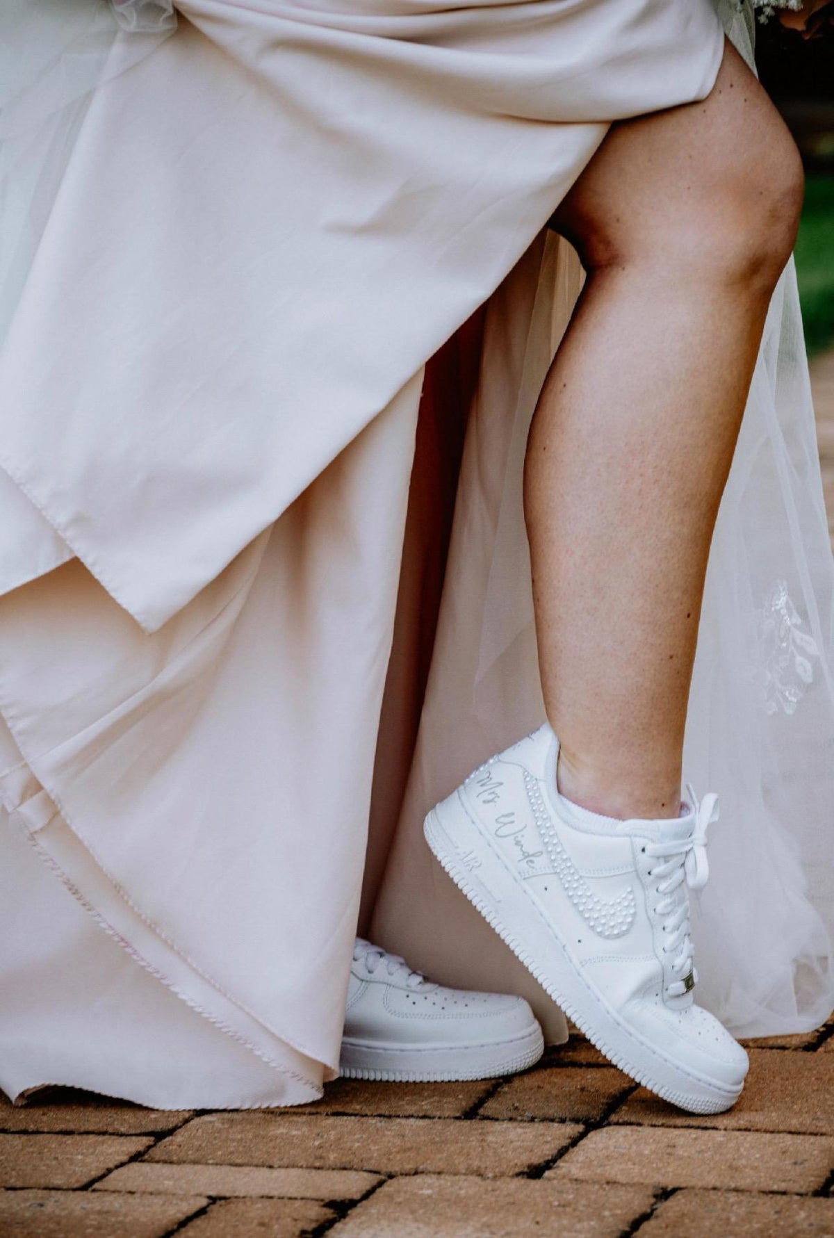 Personalized Pearl Bridal Sneakers – Air Force 1 Wedding Shoes