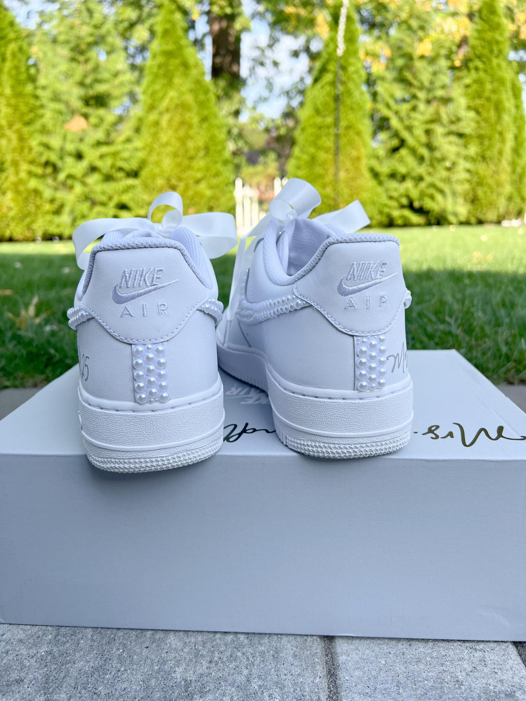 Personalized Pearl Bridal Sneakers – Air Force 1 Wedding Shoes