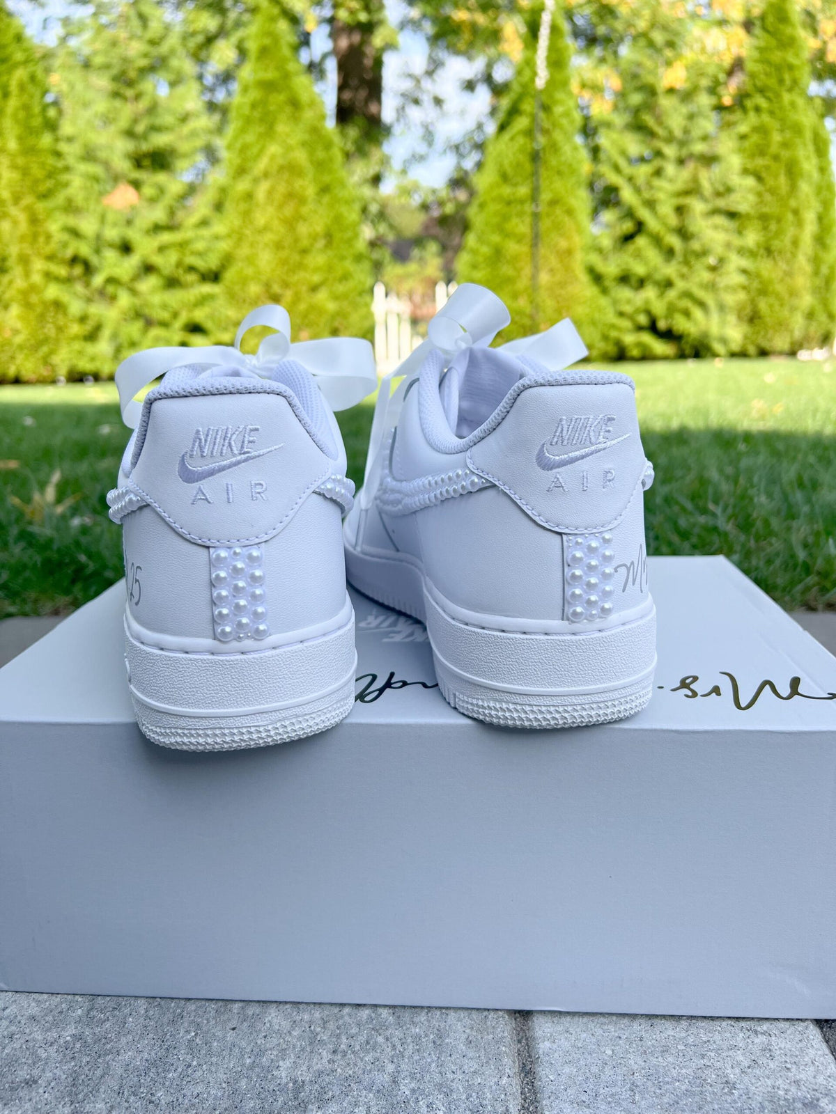 Personalized Pearl Bridal Sneakers – Air Force 1 Wedding Shoes