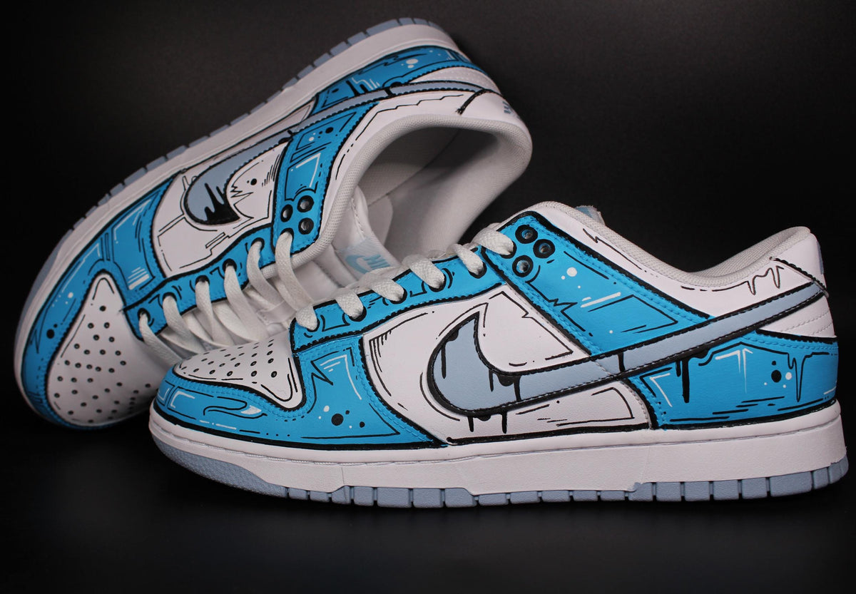 Custom Nike Dunk “Blue Graffiti Cartoon??unique and handpainted sneaker