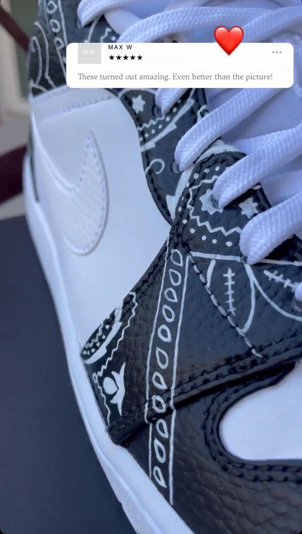 Custom Hand-Painted Air Jordan 1 Low: Bandana Design Sneakers