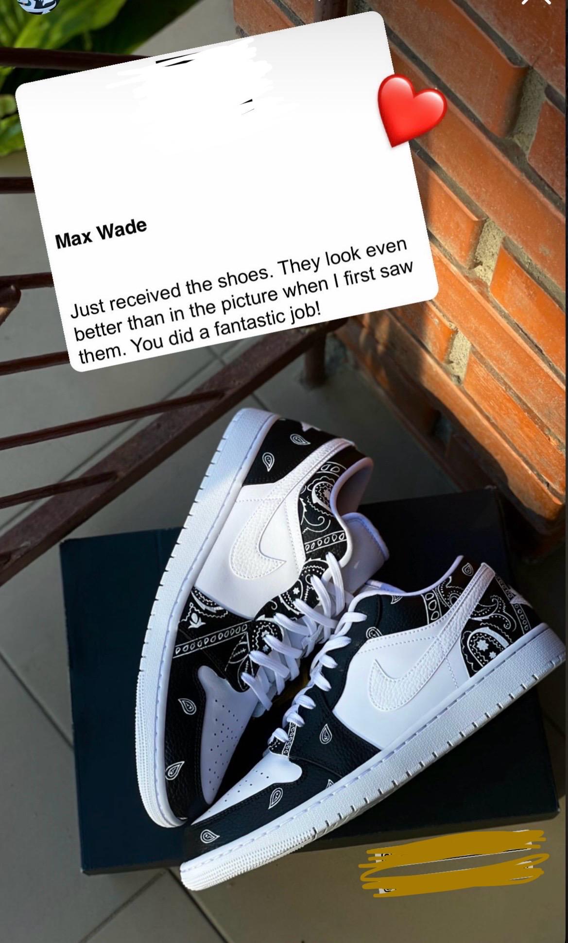 Custom Hand-Painted Air Jordan 1 Low: Bandana Design Sneakers