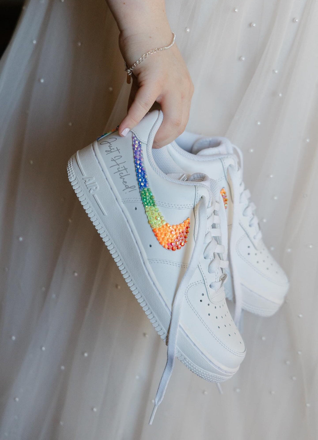 Personalized Pride Rhinestone Air Force 1 Wedding Sneakers