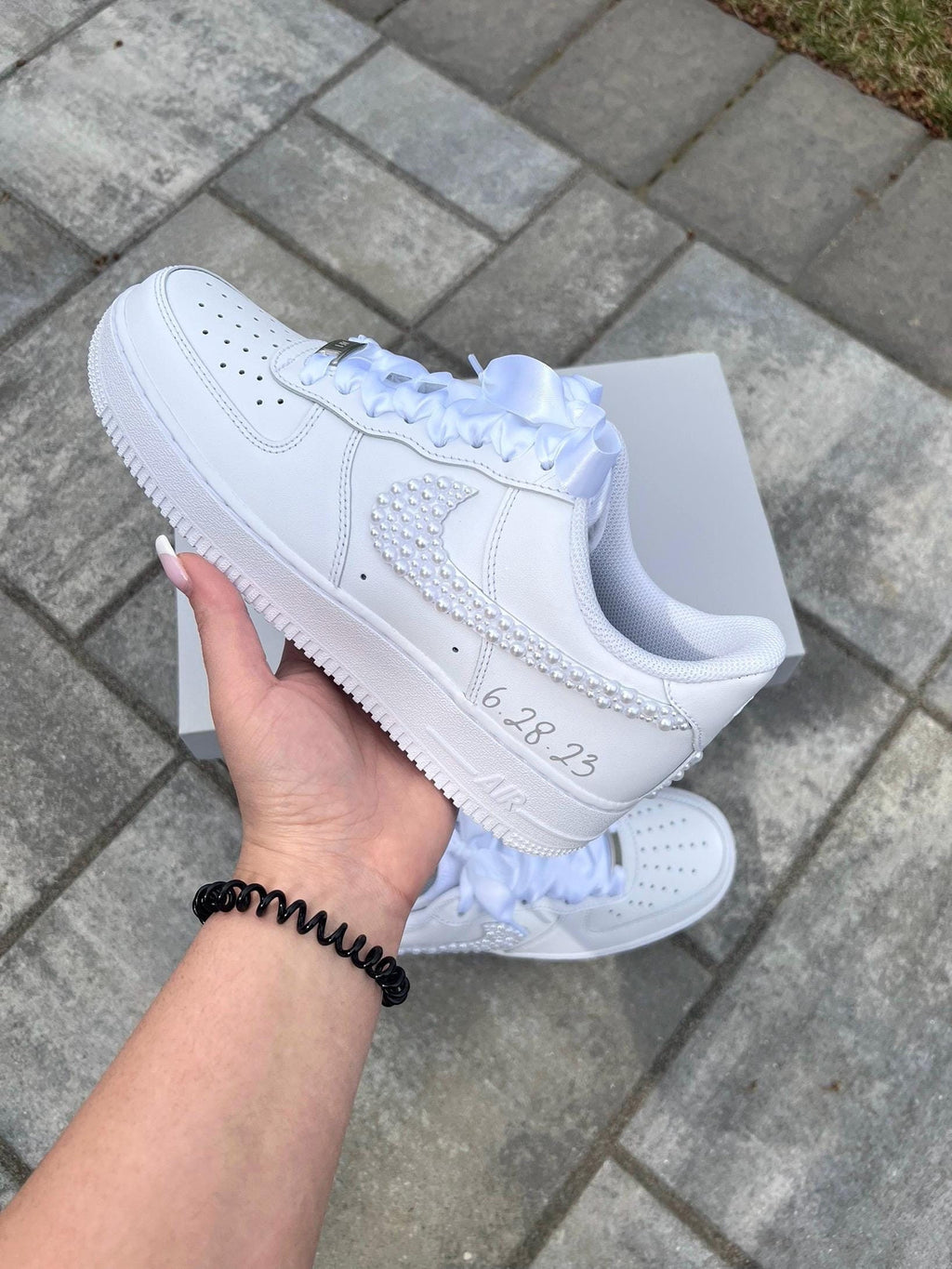 Personalized Pearl Bridal Sneakers – Air Force 1 Wedding Shoes