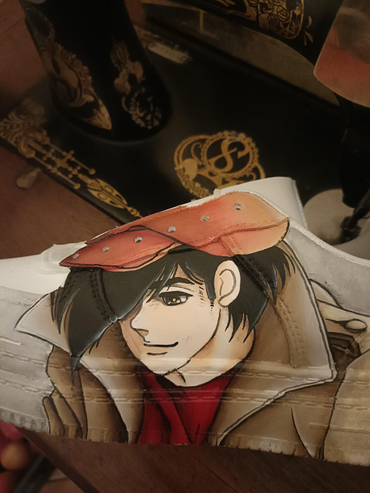 Hand Painted Leather Shoes NIKE Air Force 1 Rocky Joe Anime Comics