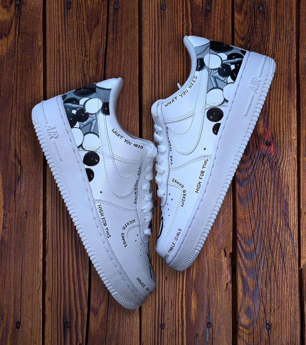 Custom Hand-Painted Air Force 1 Sneakers: The Weeknd Design