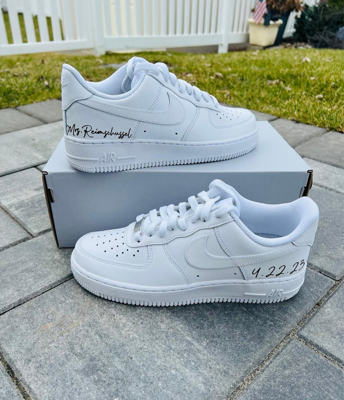 Personalized Bridal Air Force 1 Sneakers: AB Rose Rhinestone & Pearl Wedding Shoes