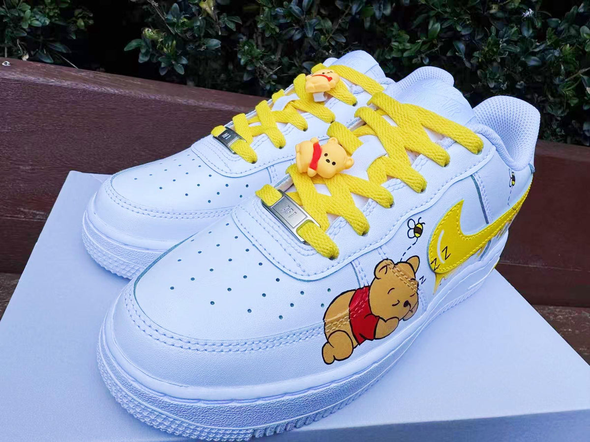 Hand Painted Winnie the Pooh AF1 Sneakers: Custom Anime Street Style