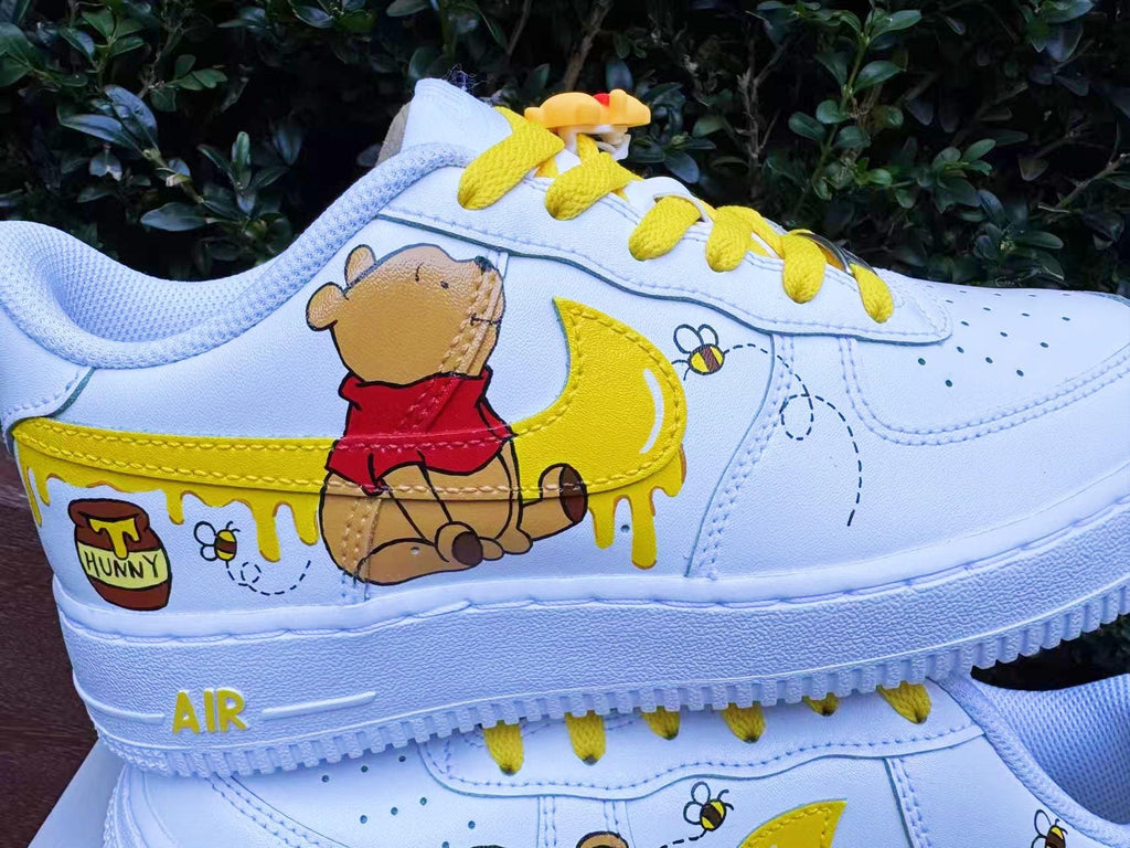 Hand Painted Winnie the Pooh AF1 Sneakers: Custom Anime Street Style