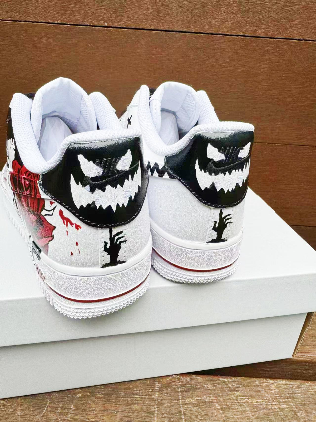 Custom Hand-Painted AF1 Air Force 1 Halloween Skull gift Design shoes personalized white sneakers