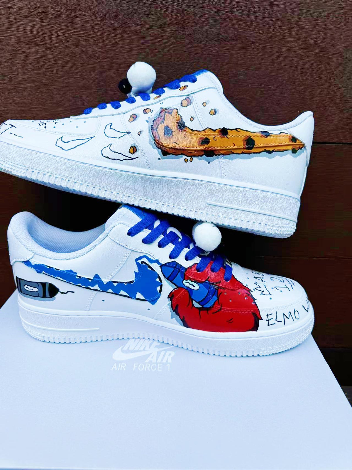 Hand-Painted Air Force 1 Sneakers: Custom Cartoon X mas AF1 cookie white personalized gift design wedding fashion trainers