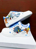 Hand Painted Tom Jerry Air Force 1 Sneakers: Custom Anime Shoes AF1 white personalized gift design wedding fashion trainers