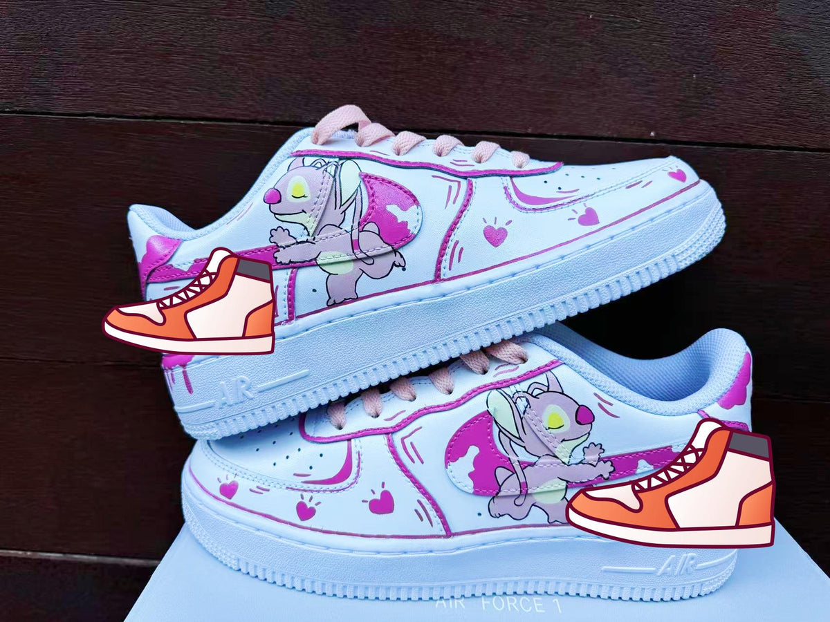 Hand-Painted Stitch Air Force 1 Sneakers: Custom Anime Shoes white personalized gift design wedding fashion street trainers anime shoes