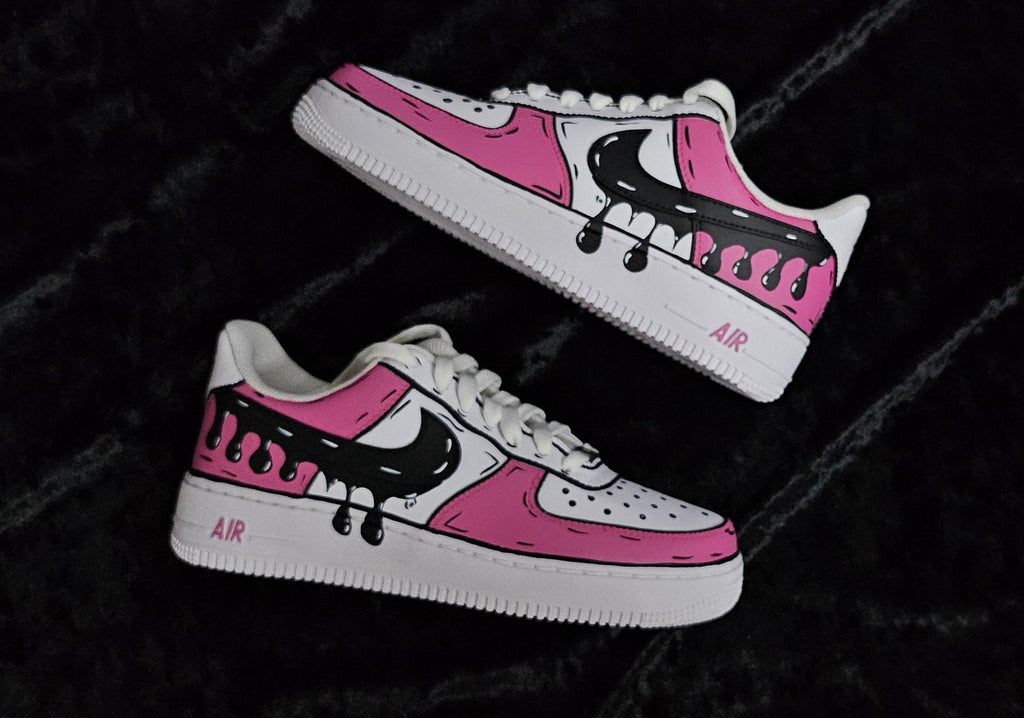 Custom Pink Cartoon Drip Air Force 1, Custom Drip Air Force 1, Custom Pink Air Force 1, Custom Cartoon Air Force 1, All Sizes Available
