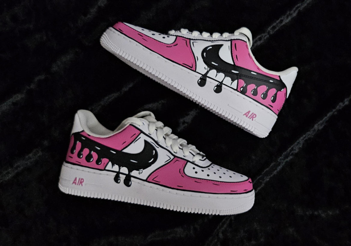 Custom Pink Cartoon Drip Air Force 1, Custom Drip Air Force 1, Custom Pink Air Force 1, Custom Cartoon Air Force 1, All Sizes Available