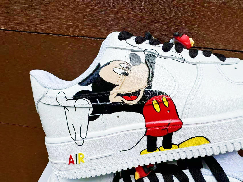 Hand Painted Air Force 1 Sneakers: Mickey Minnie Mouse Cartoon Shoes AF1 white personalized gift design wedding fashion trainers anime shoe
