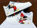 Hand Painted Air Force 1 Sneakers: Mickey Minnie Mouse Cartoon Shoes AF1 white personalized gift design wedding fashion trainers anime shoe