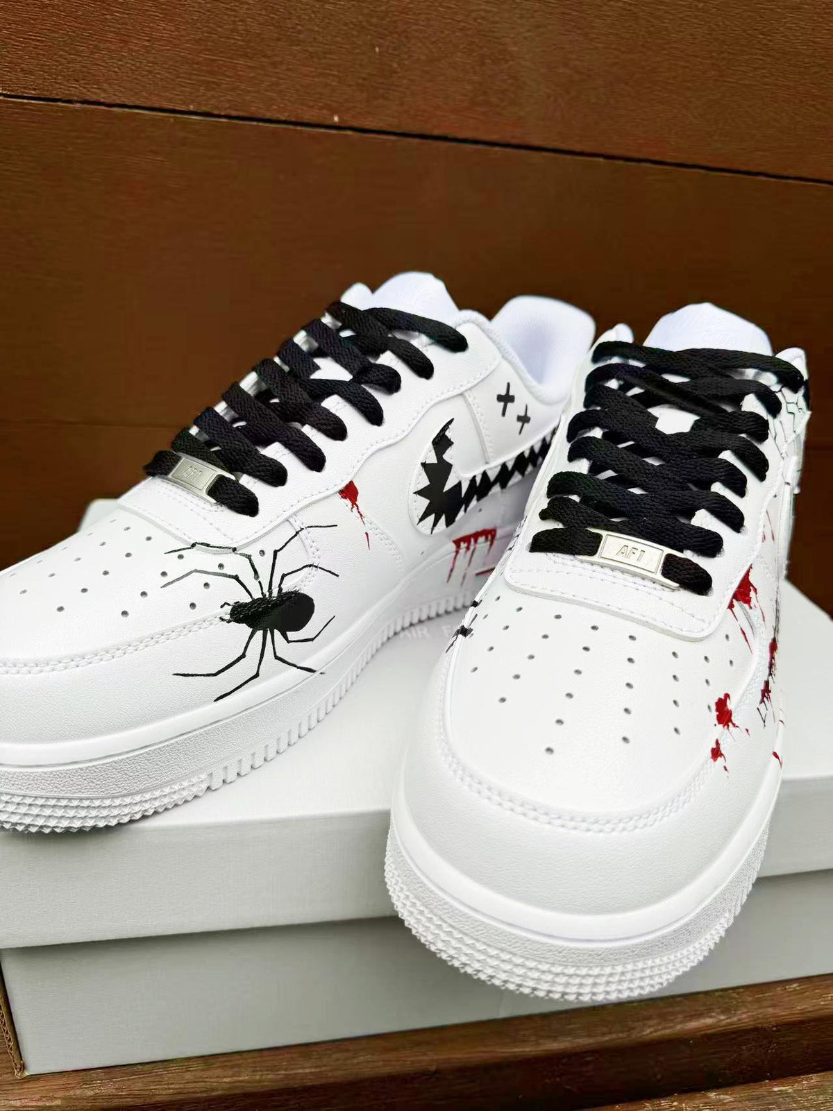 Custom Hand-Painted AF1 Air Force 1 Halloween Skull gift Design shoes personalized white sneakers