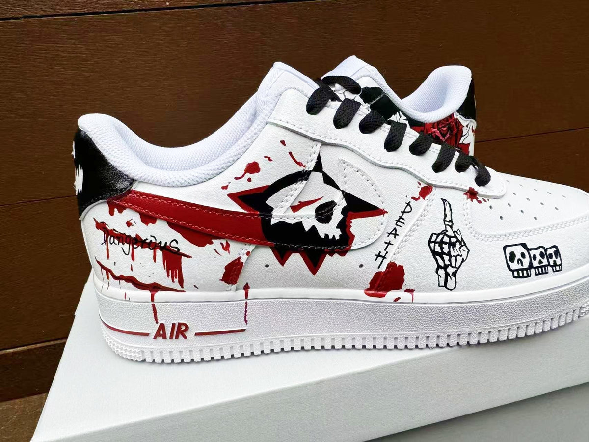 Custom Hand-Painted AF1 Air Force 1 Halloween Skull gift Design shoes personalized white sneakers