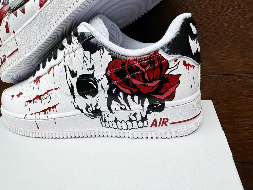 Custom Hand-Painted AF1 Air Force 1 Halloween Skull gift Design shoes personalized white sneakers