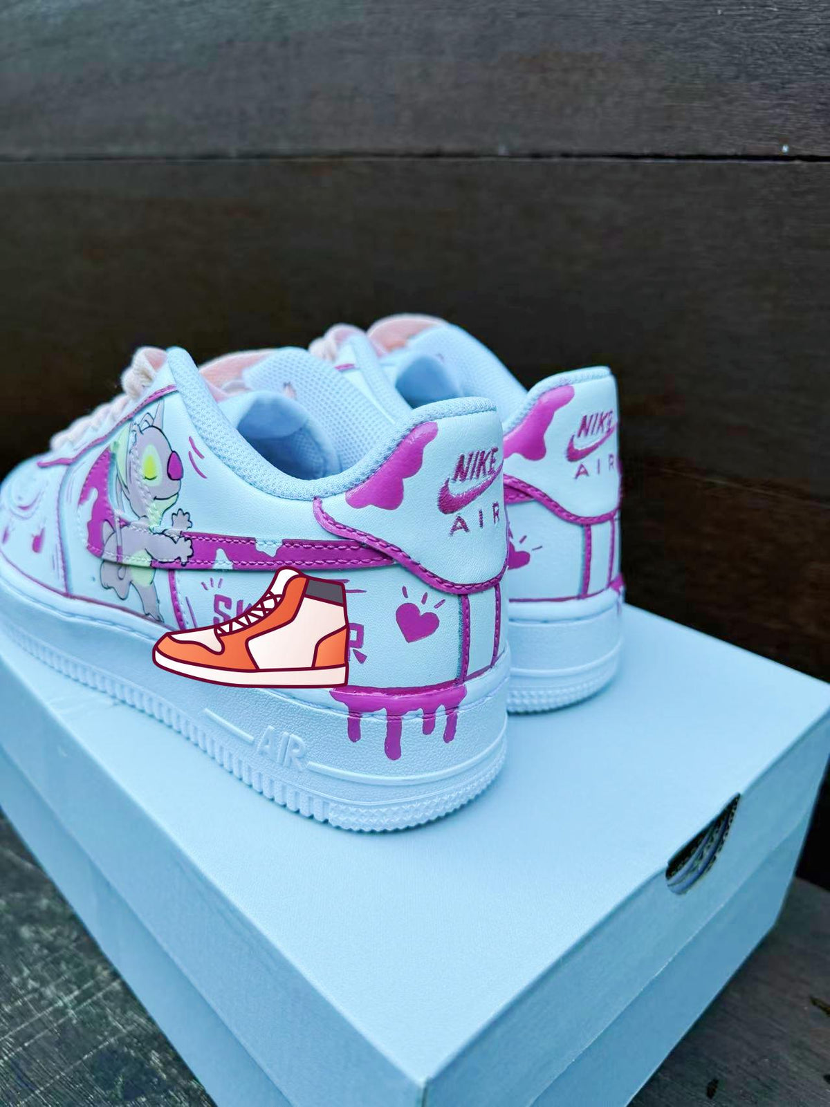 Hand-Painted Stitch Air Force 1 Sneakers: Custom Anime Shoes white personalized gift design wedding fashion street trainers anime shoes
