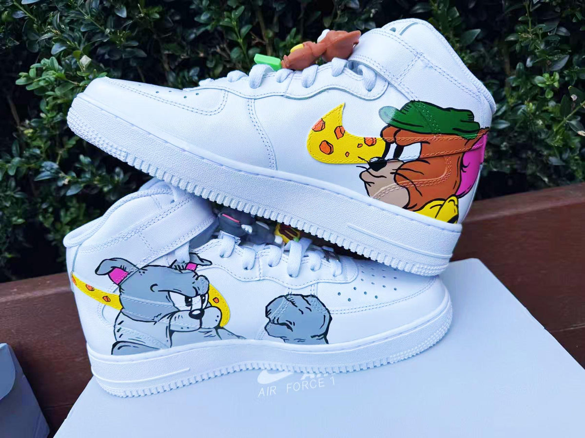 Hand Painted Tom & Jerry Air Force 1 Sneakers: Custom Cartoon Shoes