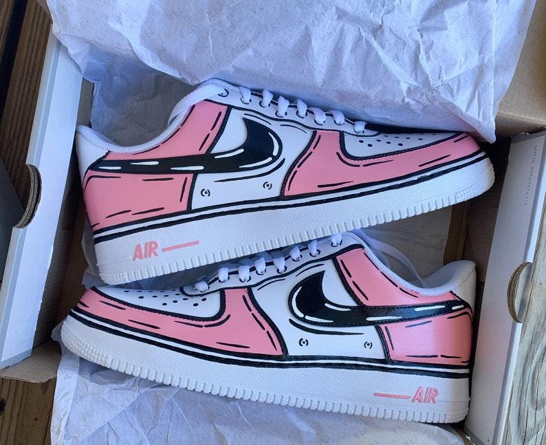 Custom Pink Cartoon Air Force 1, Custom Air Force 1, Custom Pink Air Force 1, Custom Cartoon Air Force 1, All Sizes Available