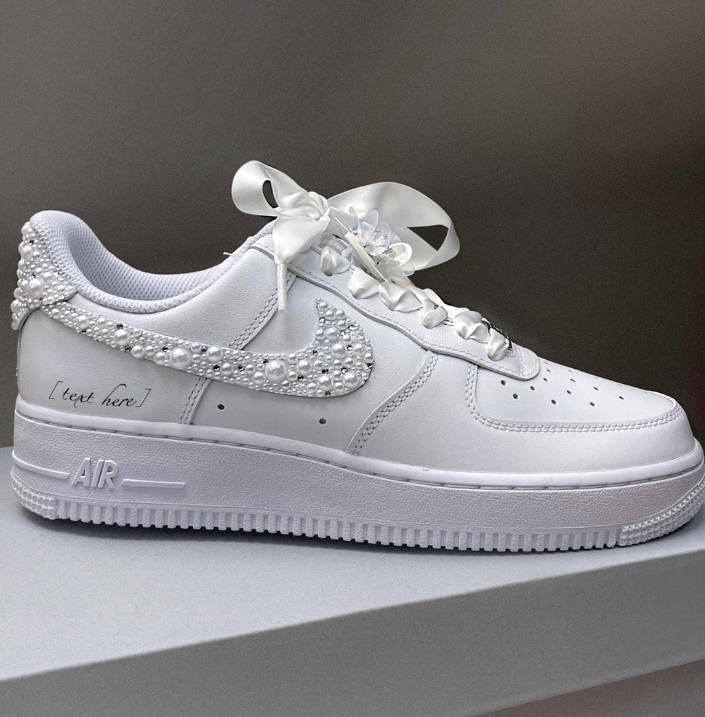 Personalized Bridal Sneakers: Hand-made Pearl Crystal Air Force 1
