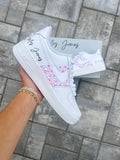 Personalized Bridal Air Force 1 Sneakers: AB Rose Rhinestone & Pearl Wedding Shoes