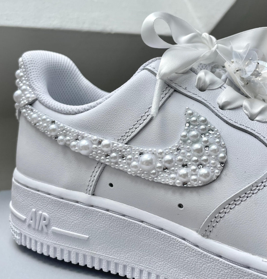 Personalized Bridal Sneakers: Hand-made Pearl Crystal Air Force 1
