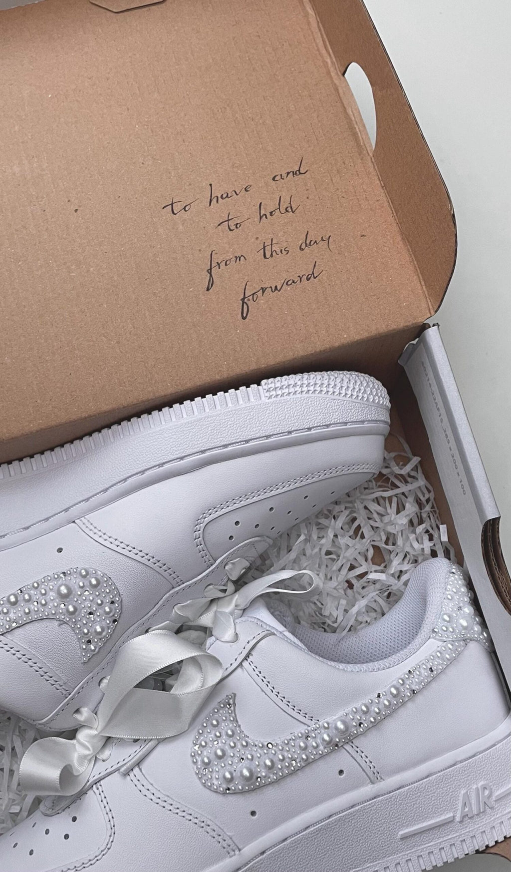Personalized Bridal Sneakers: Hand-made Pearl Crystal Air Force 1