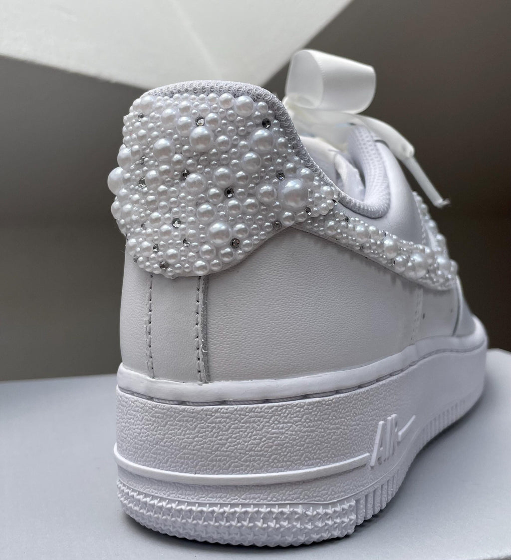 Personalized Bridal Sneakers: Hand-made Pearl Crystal Air Force 1