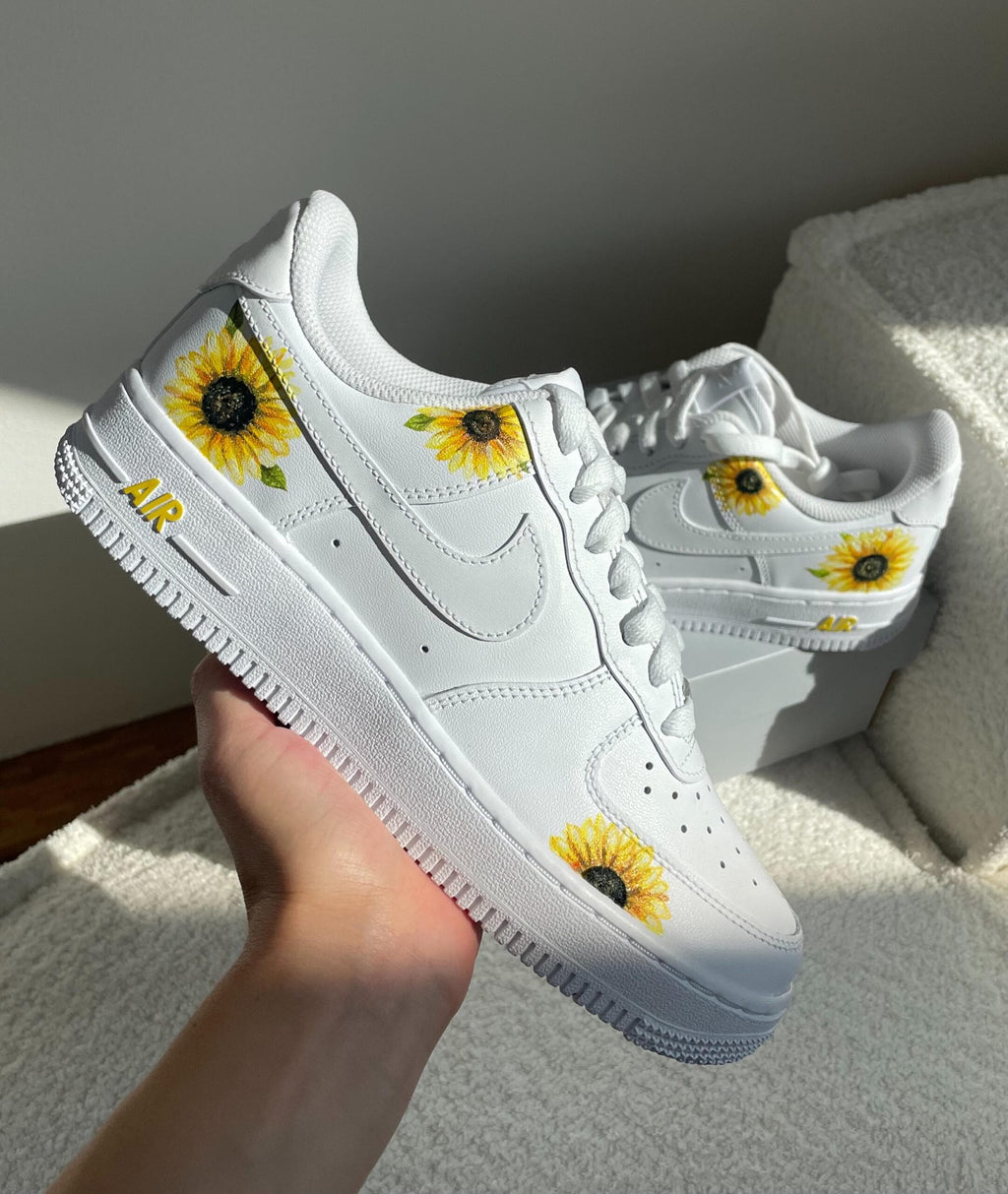Custom Sunflowers Nike Air Force 1 Sneakers | Hand-Painted