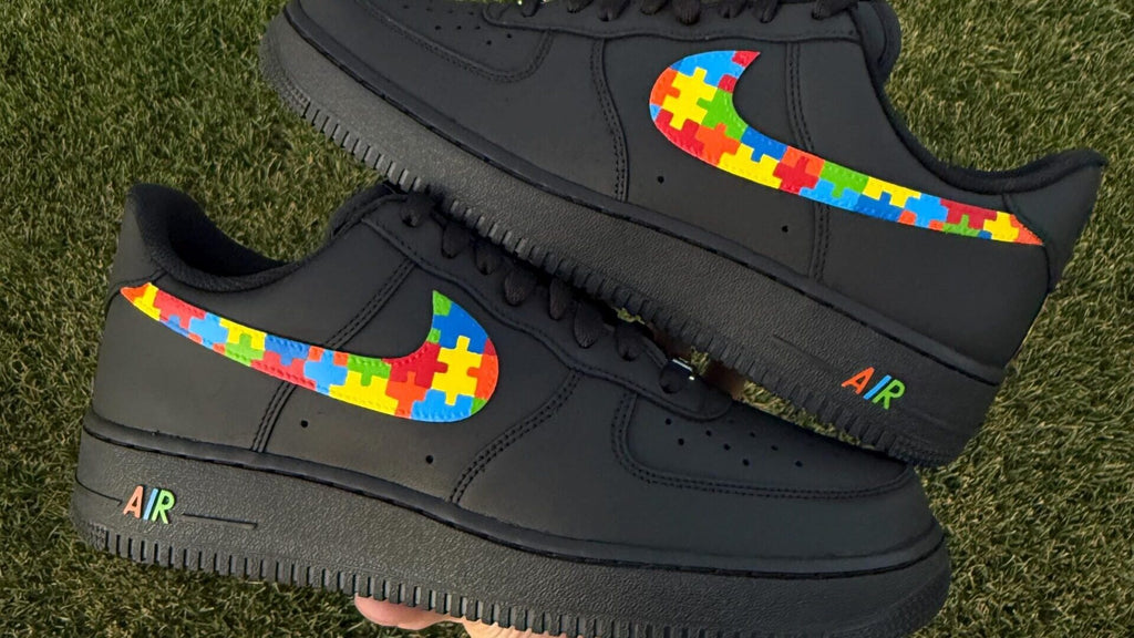 Custom Air Force 1 Black “Autism Awareness” Shoes