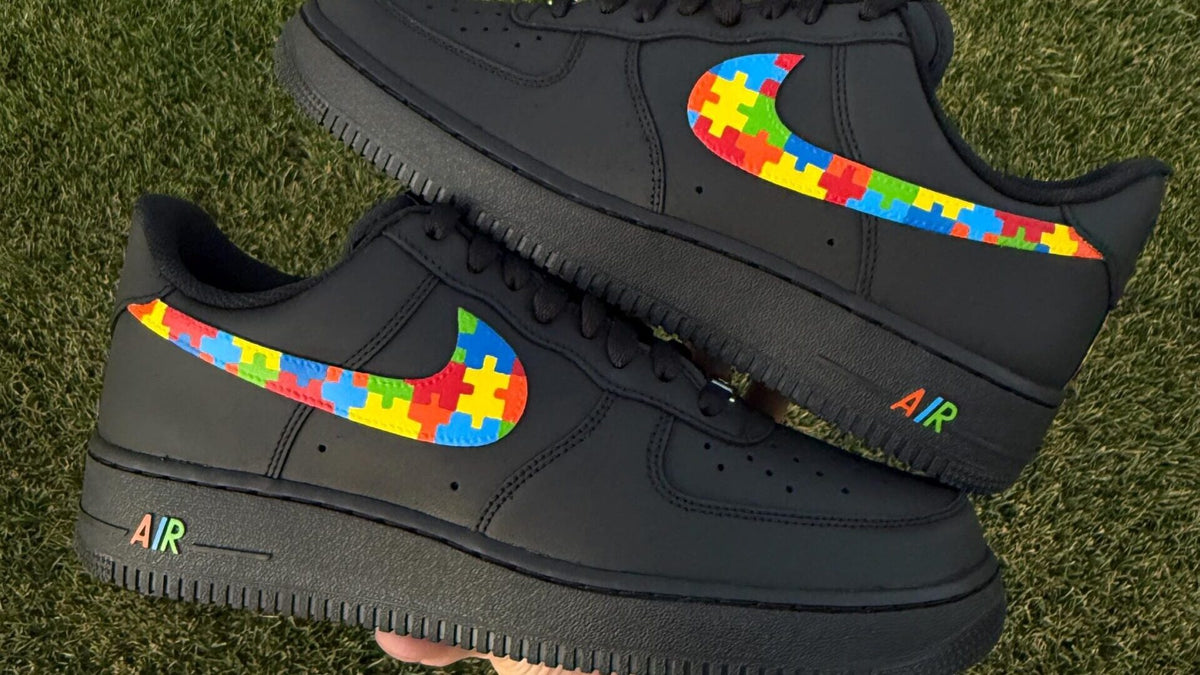 Custom Air Force 1 Black “Autism Awareness” Shoes