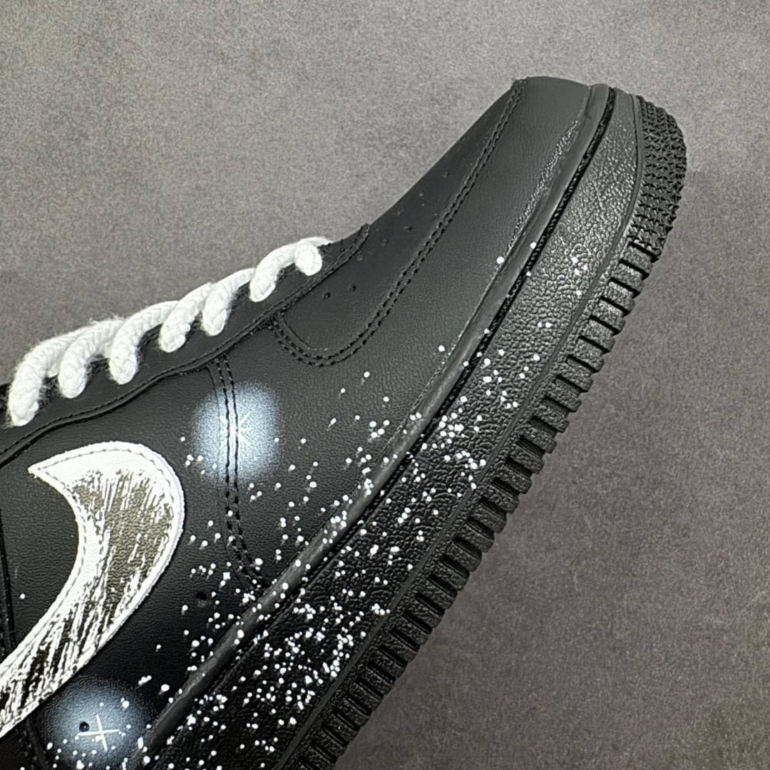 Custom AF1 sneakers, custom Air Force 1 shoes, handmade, cartoon, Starry dots, hand-painted ink, hemp rope shoelaces