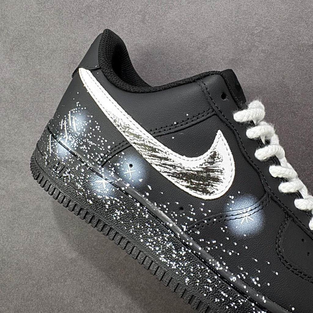 Custom AF1 sneakers, custom Air Force 1 shoes, handmade, cartoon, Starry dots, hand-painted ink, hemp rope shoelaces