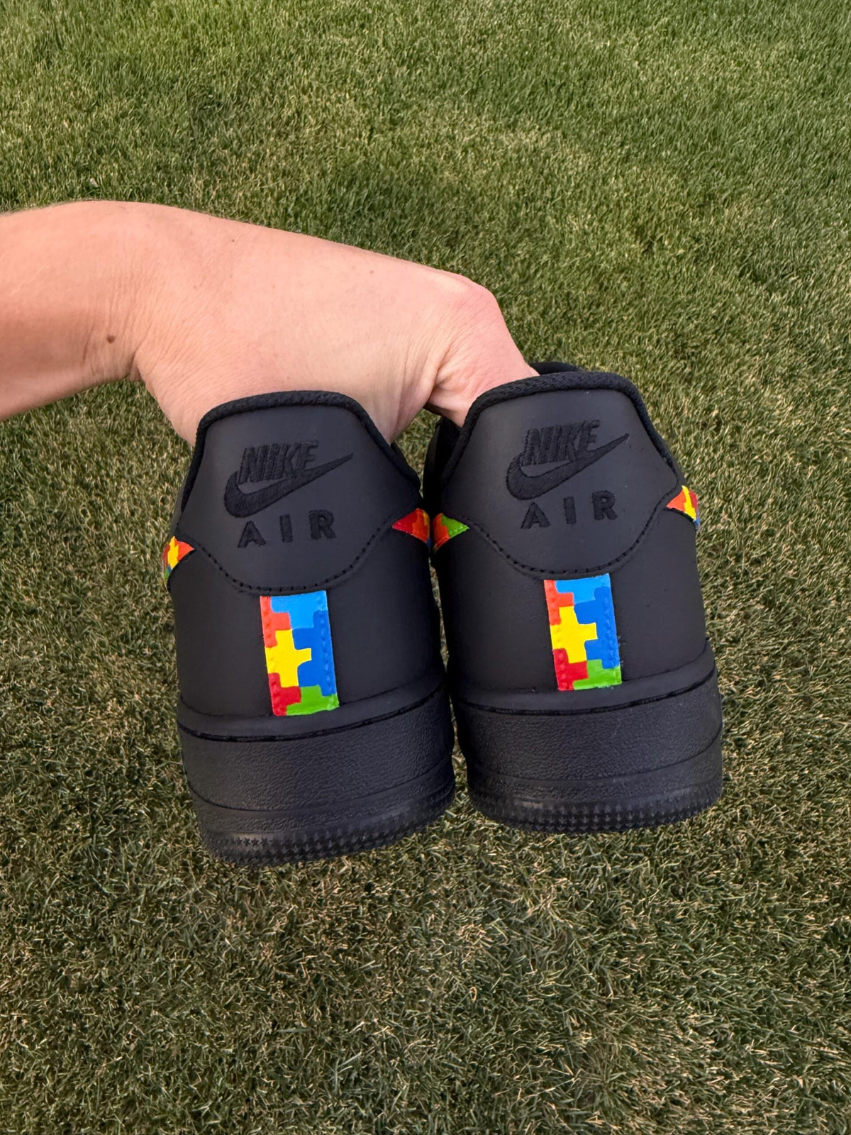 Custom Air Force 1 Black “Autism Awareness” Shoes