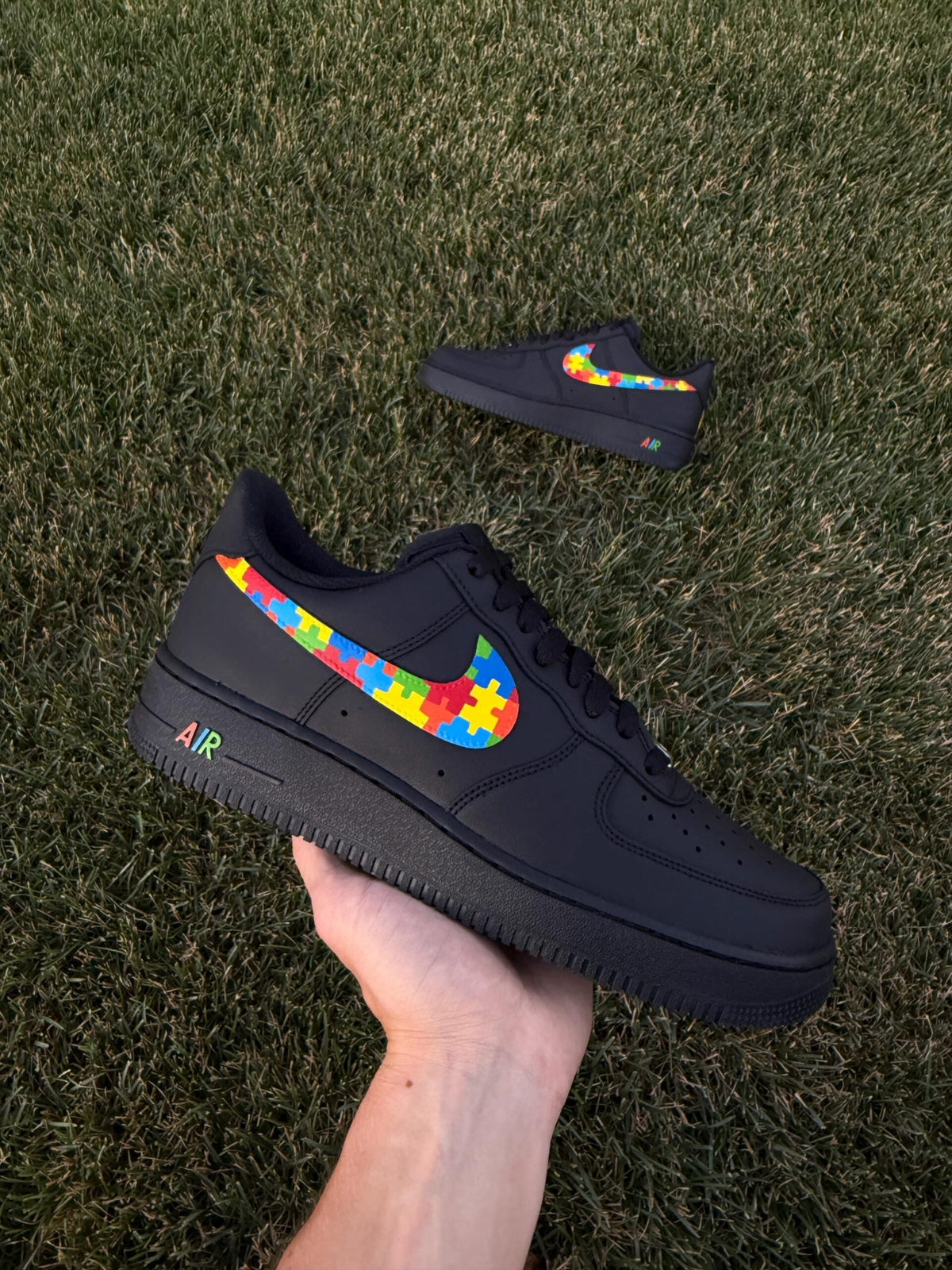 Custom Air Force 1 Black “Autism Awareness” Shoes